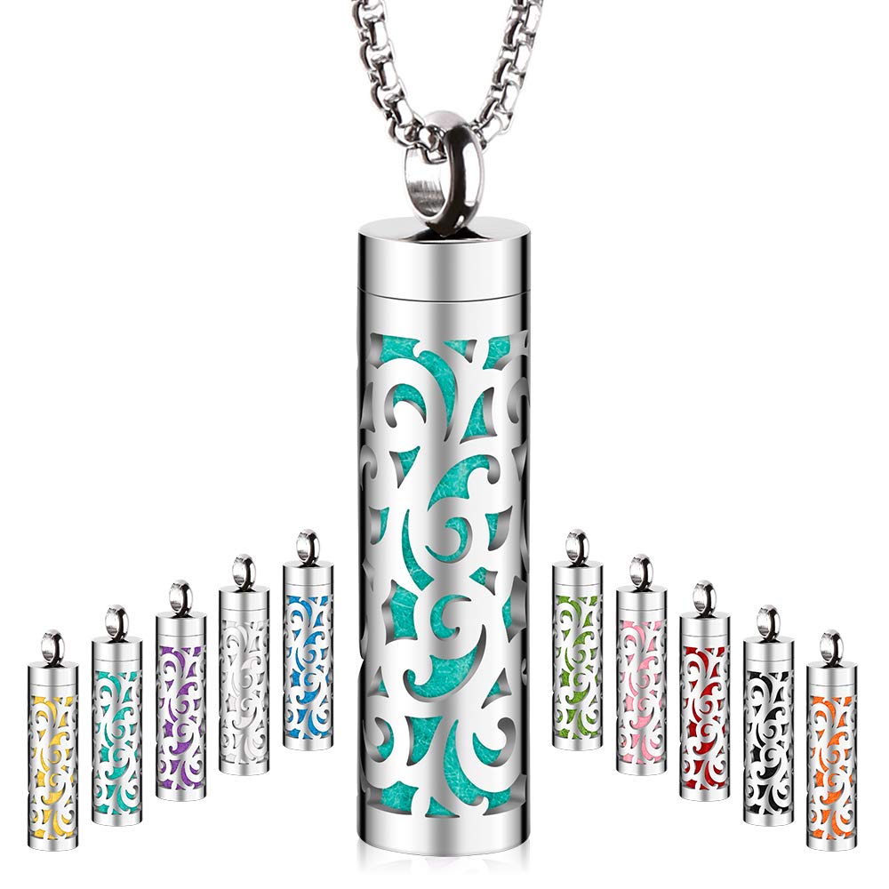 Maromalife Aromatherapy Necklace with 10 Felt Pads – Stylish Essential Oil Diffuser Pendant
